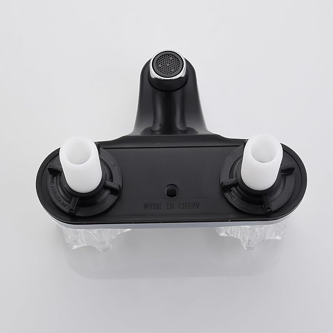 RV Two Handle Bathroom Sink Faucet with Clear Acrylic Knobs - 2-Handle (Chrome)