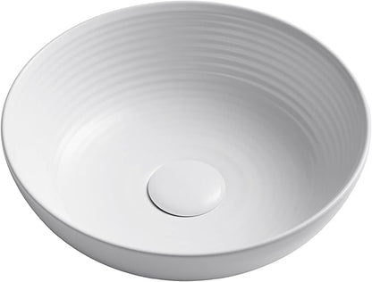 KRAUS Viva™ Round White Porcelain Ceramic Vessel Bathroom Sink, 13 in. D x 4 3/8 in. H, KCV-204GWH