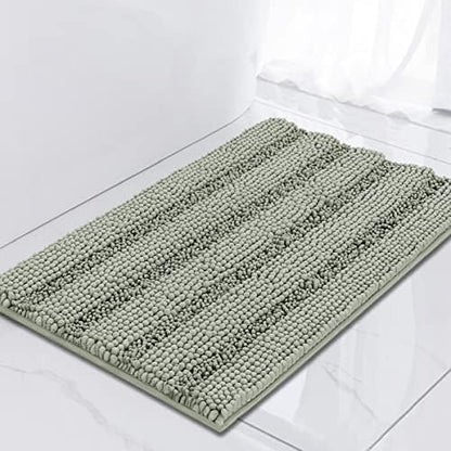 Turquoize Small Bathroom Rug 17x24, Soft Absorbent Chenille Bath Rug, Sage