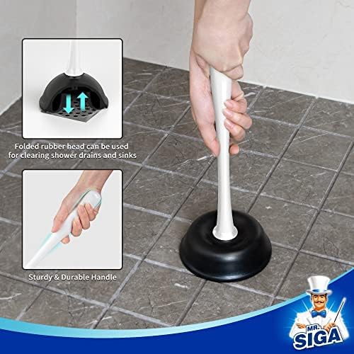 MR.SIGA Toilet Plunger and Brush Combo for Toilet Cleaning, White, 2 Set (Pack of 2)