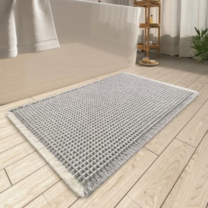 Upgraded Waffle Bath Mat Ultra Absorbent Non Slip Bathroom Mat, 18" x 30"