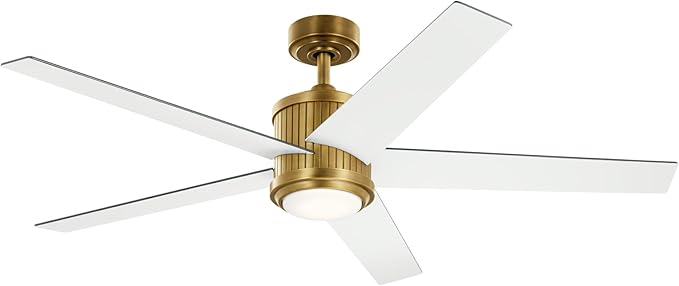 Kichler 52 Inch Gentry Lite Ceiling Fan, Industrial LED Light Ceiling Fan in Distressed Black, (14.25" H x 52" D), 300241DBK