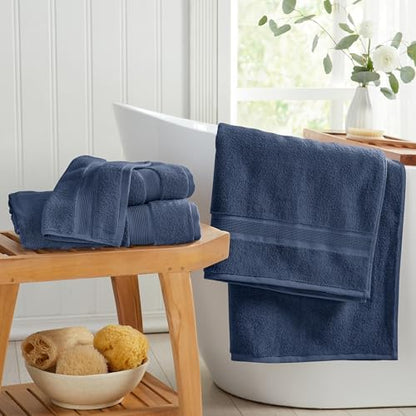 Luxury Bamboo Rayon Oversized Bath Towel Set | 2-Pack | Ultra Soft | Blue