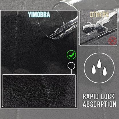 Yimobra Memory Foam Bathroom Mat Set, 24 x 17 & 24 x 20 in, Black
