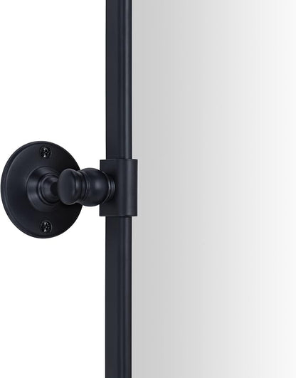 TEHOME Pivot Mirror for Bathroom Matt Black Tilt Beveled Mirror Rectangle Bathroom Mirror Pivoting Metal Framed Vanity Mirrors for Wall, Vertical, Overall 22.91 x 24 inches (Mirrror 19 x 24 inches)