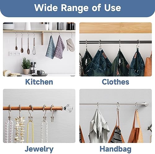 Titanker Shower Curtain Hooks Rings, Rust Resistant Metal Double Glide Shower Hooks Rings for Bathroom Shower Rods Curtains, Set of 12 Hooks - Nickel