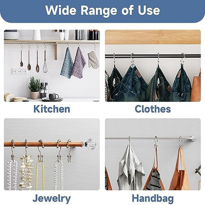 Titanker Shower Curtain Hooks Rings, Rust Resistant Metal Double Glide Shower Hooks Rings for Bathroom Shower Rods Curtains, Set of 12 Hooks - Nickel