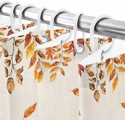 Shower Curtain Bathroom Set Thanksgiving Pumpkin Fall Orange Maple Leaf Watercolor Waterproof Shower Curtains with Grommets Hooks Vintage Linen Privacy Bath Curtain for Bathtub Decor 60x72in