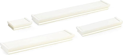 MELANNCO Floating Crown Molding Ledge Shelves for Bedroom, Living Room, Bathroom, Kitchen, Nursery, Set of 4, White