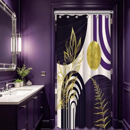 Dark Purple and Gold Stall Shower Curtain, 36X72 in Narrow Small