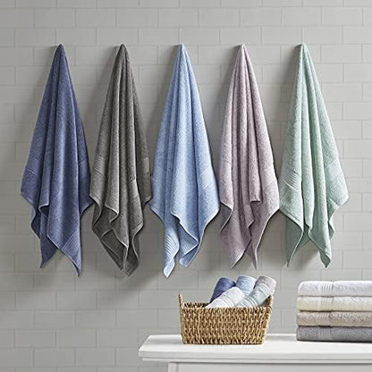 Madison Park Organic Cotton Bath Towel Set Absorbent, 6 Piece, White