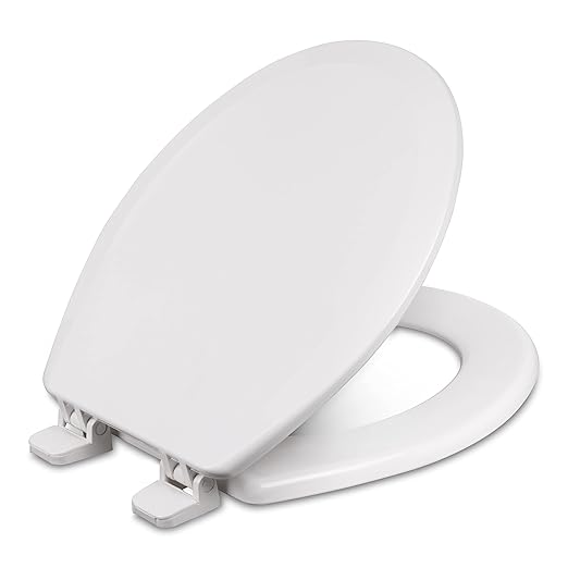 Centoco Round Toilet Seat, Heavy-Duty Wood Core with Plastic Scratch-Resistant Finish, 6-Pack, Residential, Made in the USA, 700-001, White