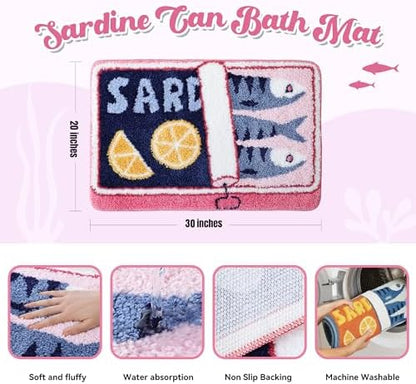 TRUEDAYS Sardine Bath Mat, Cute Bath Mat for Bathroom 20x30 Inch, Pink