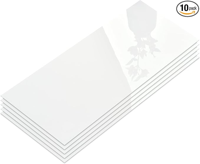 10-Sheet Subway Peel and Stick Backsplash, 12" x 24" Glossy Pure White Acrylic Self Adhesive Waterproof Wall Stickers, Stick on Tiles for Kitchen Bathroom Shower