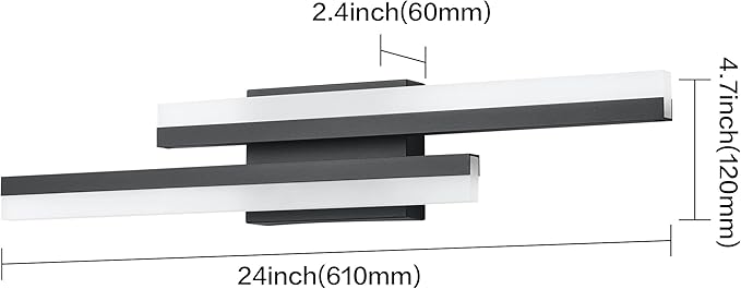 PRESDE 24 Inch LED Vanity Light Bar, Modern Black Bathroom Light Fixtures Over Mirror Dimmable