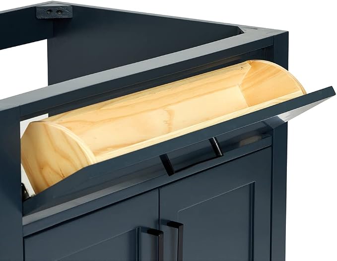 ARIEL Hepburn 30-inch Bathroom Vanity Base Cabinet,Solid Wood, 2 Soft Closing Doors, 1 Dovetail Drawers, Midnight Blue