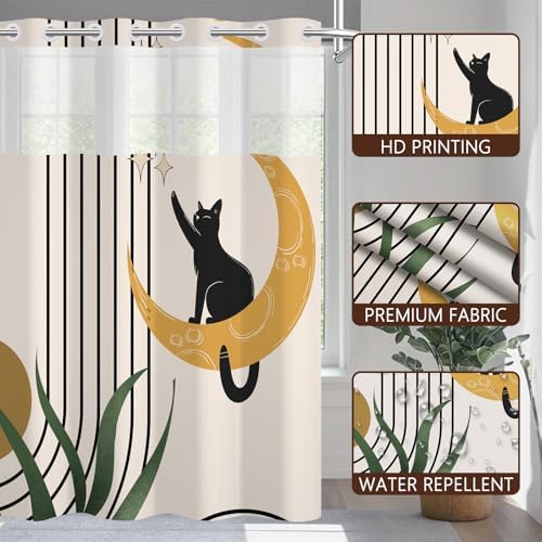 No Hook Shower Curtain with Snap-in Liner 71x74 Inch