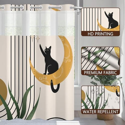 No Hook Shower Curtain with Snap-in Liner 71x74 Inch