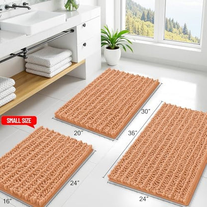 Smiry Bathroom Rugs 24X16, Extra Soft Rubber Backing Chenille Bath Mats