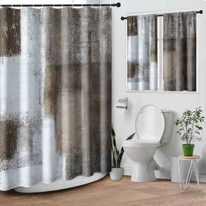 Shower Curtain Set, for Bathroom Decor 72" x 72", Abstract Brown