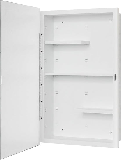 Fundin White Medicine Cabinet Recessed or Surface Mount, Bathroom Medicine Cabinet with 16 x 26 Beveled Mirror and Adjustable Staggered Shelves