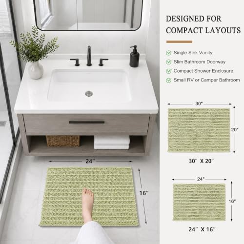Arotive Bathroom Rugs Mat 24x16, Soft Absorbent Chenille Shaggy Bath Mat