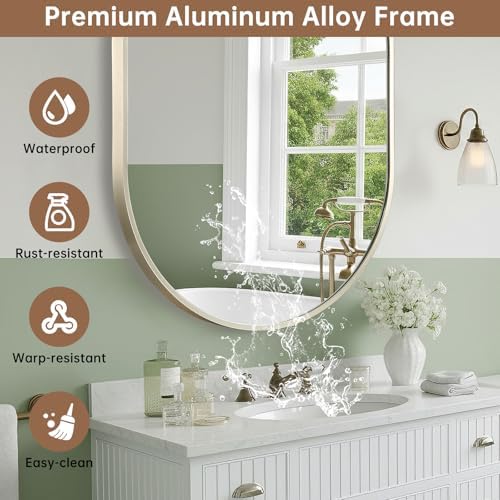 Brushed Nickel Mirror, 17"x30" Oval Bathroom Mirror, Oval Mirror
