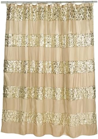 Zahari Home Sinatra Bathroom Shower Curtain Glamorous Bling Fabric Shower Curtain 72"x70", Champagne