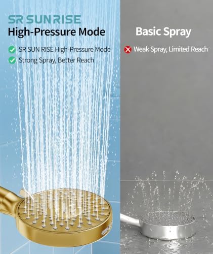 SR SUN RISE Filtered Shower Head with Handheld Brushed Gold 1 Filter