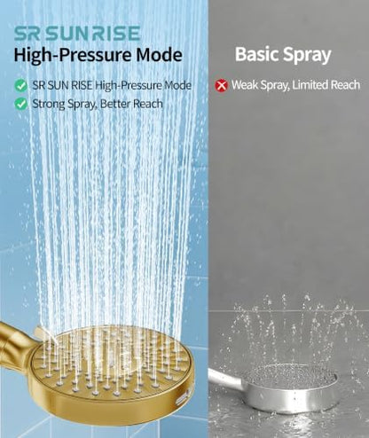 SR SUN RISE Filtered Shower Head with Handheld Brushed Gold 1 Filter
