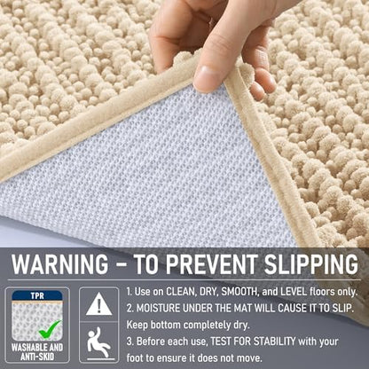 OLANLY Bathroom Rugs 36x24, Thick Soft Absorbent Chenille Bath Rugs