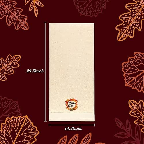 Quera 2 Pack Fall Hand Towels Autumn Pumpkin Thanksgiving Embroidered Premium Luxury Decor Hello Fall Bathroom Decorative Dish Set for Drying Cleaning, Cooking 13.7 "x 29.5"