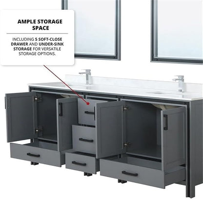 Ziva 84 in W x 22 in D Dark Grey Double Bath Vanity and Cultured Marble Top
