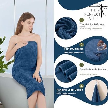 Extra Large Bath Sheet Set of 4,Ultra Soft Fluffy Towel,35”x 70”Oversized Bath Towel Set,Premium Microfiber Bathroom Towel Set Highly Absorbent Quick Dry Shower Towel for Bathroom,Hotel,Spa (Navy)