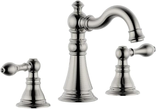 8 Inch Two-Handle Widespread Bathroom Faucet with Pop up Drain, Brushed Nickel Bathroom Sink Faucet 3 Hole,High Arc Swivel Spout Lavatory Faucet,F-8805-BN