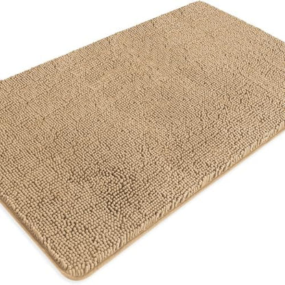 Bathroom Rugs 30 x 50 Inch – Extra Large Bath Mat | Absorbent and Washable Thick Chenille Bath Rugs Non-Slip Runner Rug for Bathroom, Shower, Tub(Beige)