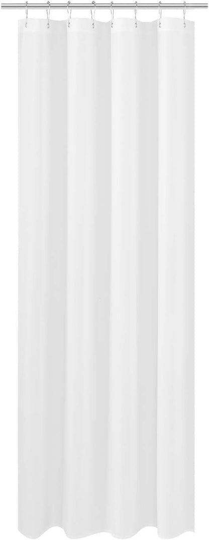 N&Y HOME Fabric Shower Curtain Liner Extra Long Stall Size 48 x 84 inches, Hotel Quality Washable White Shower Liner, 48x84