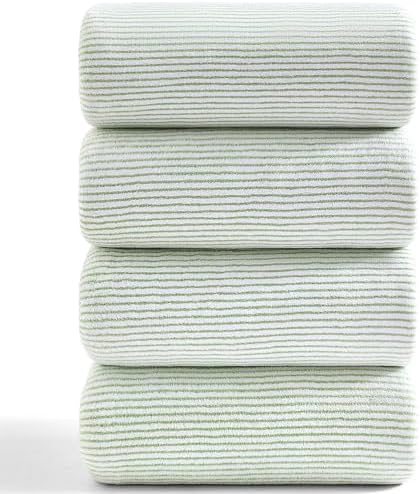 4 Piece Bath Towel Set 35"x70"Oversized Bath Towel for Bathroom Ultra Soft Fluffy Extra Large Bath Sheet Luxury Premium Bathroom Towel Highly Absorbent Quick Dry Shower Towel for Hotel Spa,Green White