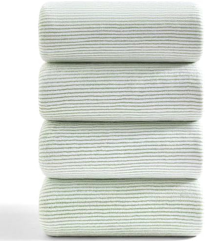 4 Piece Bath Towel Set 35"x70"Oversized Bath Towel for Bathroom Ultra Soft Fluffy Extra Large Bath Sheet Luxury Premium Bathroom Towel Highly Absorbent Quick Dry Shower Towel for Hotel Spa,Green White