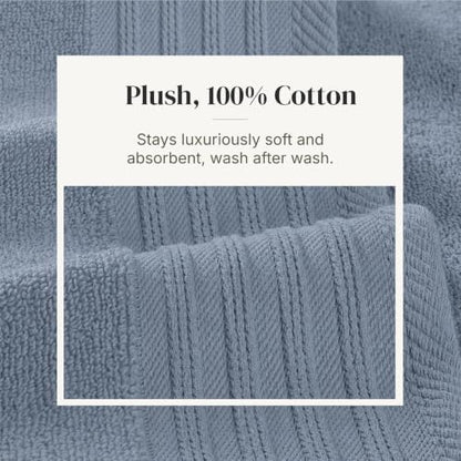 Modern Threads 6 Piece Bath Towel Set – Bathroom Towel Set with 2 Bath Towels, 2 Hand Towels & 2 Washcloths – 100% Cotton, Soft & Absorbent – Geometric (Blue)