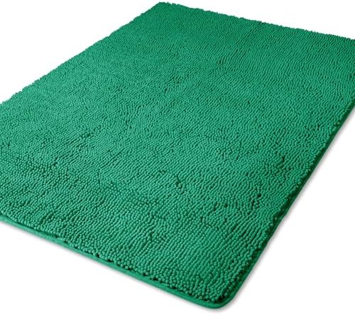 Yeaban Chenille Emerald Bathroom Rug 40"x60",Non-Slip Rubber Backing