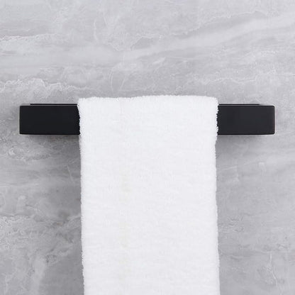Matte Black Bathroom Towel Ring Stainless Steel Wall Mounted Hand Towel Bar Modern Square Style Towel Rack, D69018B