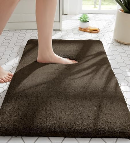 MINIDEAR Bathroom Rugs 32x20 Brown - Thick Memory Foam Bath Mat, Ultra Soft & Plush Fluffy, Non-Slip, Quick Dry, Absorbent Washable Floor Microfiber Mat for Tub, Home Decor Accessories
