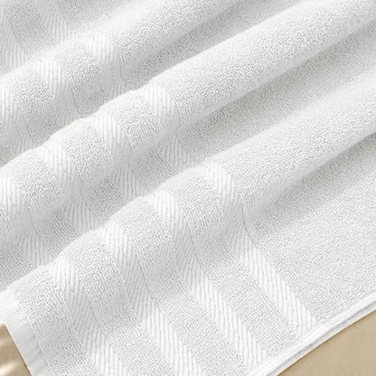 Hearth & Harbor Bath Towels for Bathroom - 100% Ring Spun Cotton Luxury Bathroom Towels - Soft & Highly Absorbent Bath Towels Set, 6 Piece Set, White