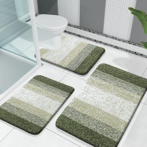 OLANLY Microfiber Bathroom Rugs Sets 3 Piece, 30"x20"+24"x16"+24"x20"