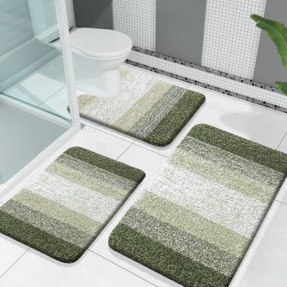 OLANLY Microfiber Bathroom Rugs Sets 3 Piece, 30"x20"+24"x16"+24"x20"