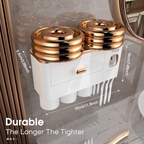 iHave Toothbrush Holders Bathrooms Wall Mount Toothpaste Dispenser & 3 Cups