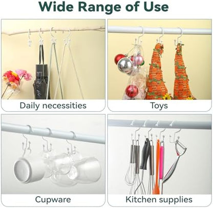 Goowin 24 Pcs Shower Hooks & Rings, Durable Rust Proof Double Glide Rings, Simple Hooks for Shower Curtain & Liner, White
