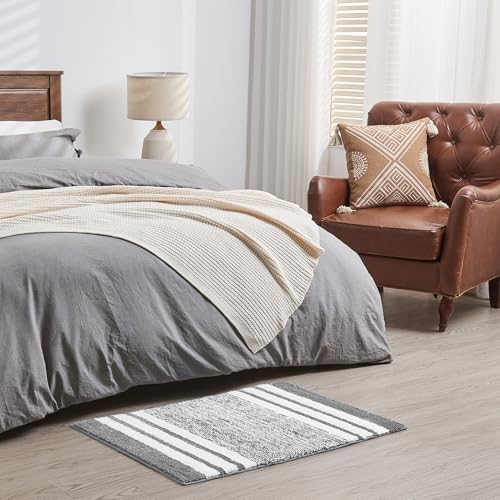CozeCube Grey Striped 36"x24" Non Slip Washable Bath Mat