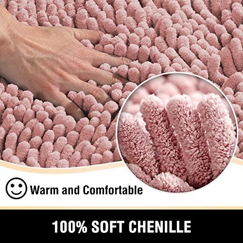 H.VERSAILTEX Toilet Mat U Shaped Bathroom Rugs Bath Mats for Bathroom Non Slip Luxury Chenille Bath Mat U Shape 20x24 Extra Soft and Absorbent Shaggy Rugs Washable Dry Fast - Coral Pink
